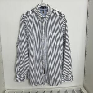 Tommy Hilfiger Vintage Shirt – Men’s 16.5 36 – Blue White Striped Button Down